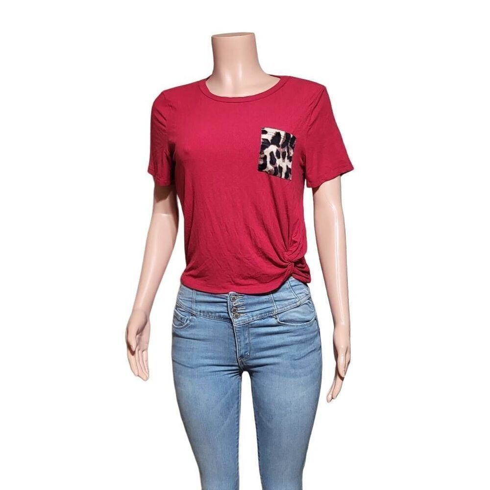 Shein short sleeve red pocket tee t-shirt L
